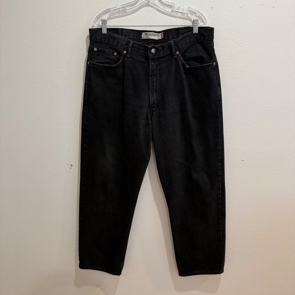 Levis 550 Relaxed Fit Tapered Leg Jeans Mens 38x30 Faded Black Cotton Denim